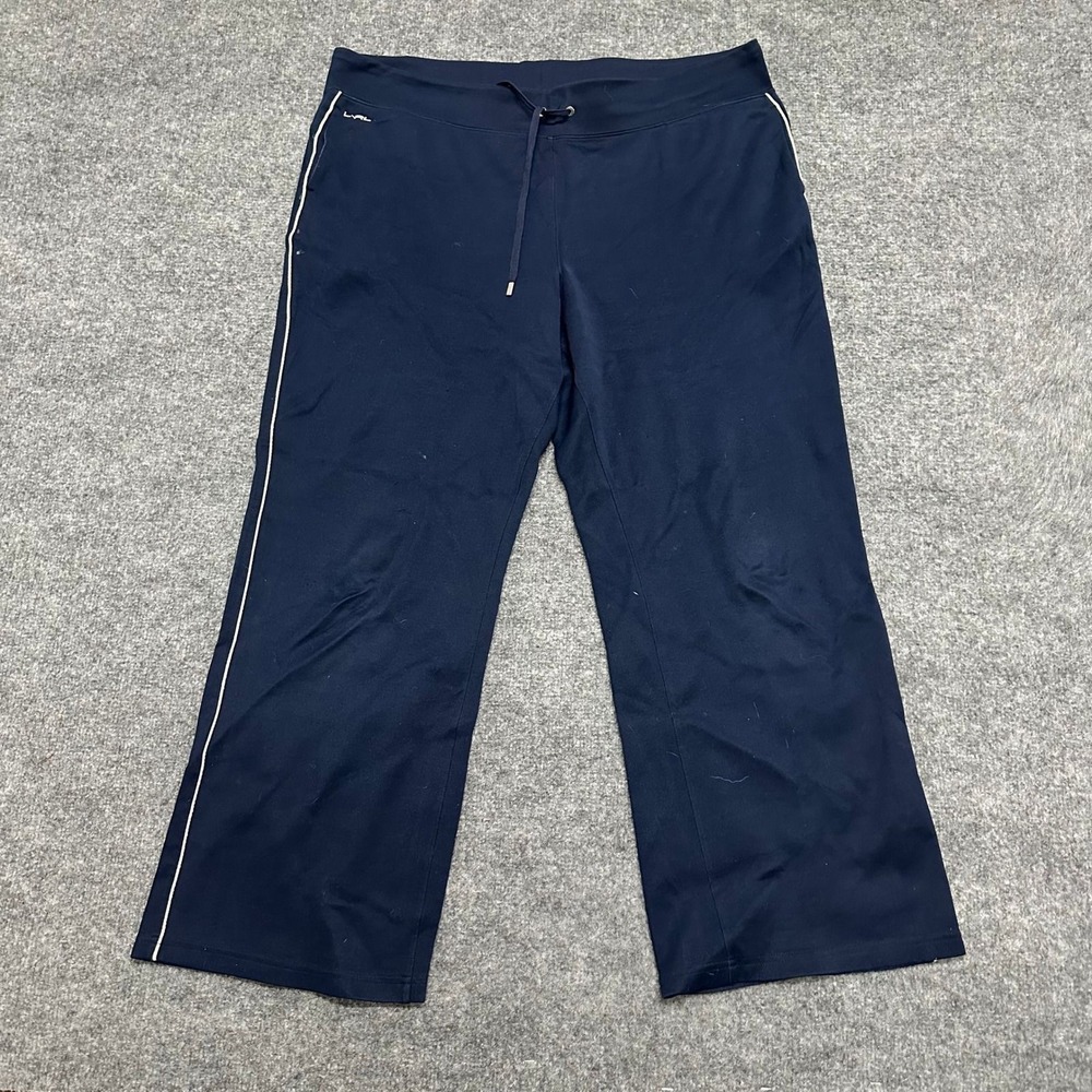 Lauren Ralph Lauren Pants Womens Size XL Navy Blue Active Side Stripe Drawstring